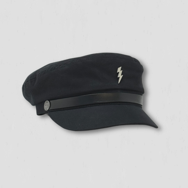 Black Twill TRITON Moto Cap